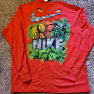 New Nike Sportswear Long Sleeve Shirt Red Safari DM2533-657 Men's Sz Large